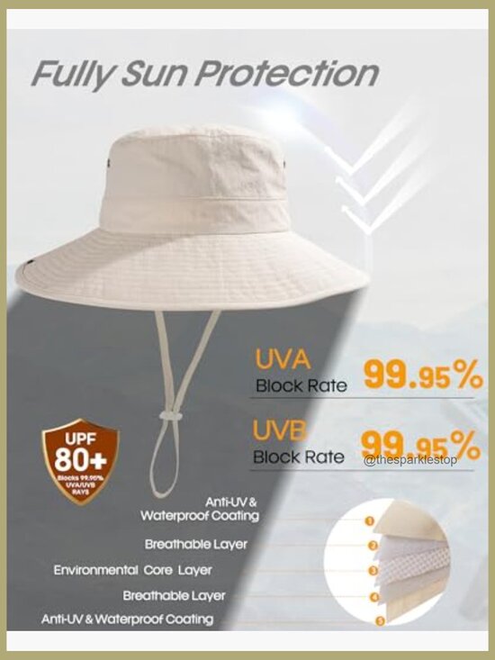 UPF 50+ Sun Hat with Ponytail Hole Wide Brim Outdoor Beach Bucket Hat main image 4